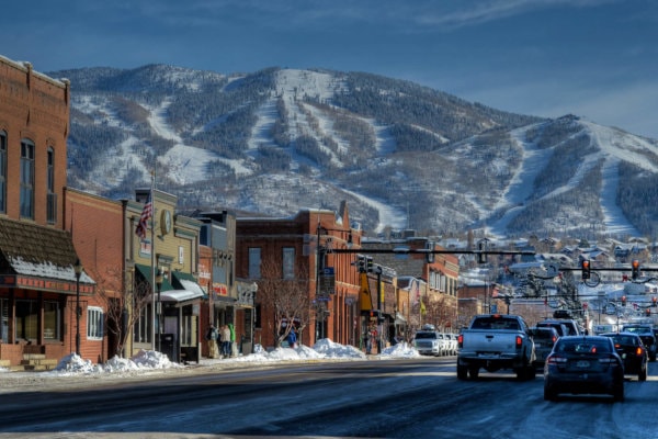 Steamboat Springs aerial mountain landscape